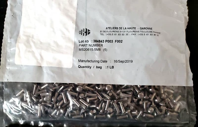 AHG 1/2" Aircraft Nickel Alloy Monel Solid Rivets # MS20615-5M8 - 1LB Bag Sealed