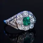 Emerald Cut 2CT Genuine Green Emerald Wedding Jewelry Ring 14K White Gold Finish
