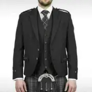 Men's Argyle Charcoal Kilt Plaid Jacket with Waistcoat size (34" to 54")