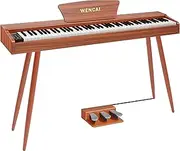 [WENCAI] Electric Piano 88 Key Fully Weighted Keyboard Hammer Action Full-size Digital Pianos for Beginners Adults Wooden Upright Piano with Sheet Music Stand Triple Pedal Supports USB-MIDI Orange