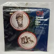 Columbia Minerva Crewel Christmas Ornament Kit Dog Puppy Cat Kittens NIP Vintage