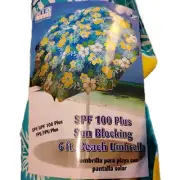 Rio 6 ft Beach Umbrella UPF 100 Plus Sun Blocking (new) Tropical Beach Picnic