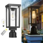 LED Post Solar Light Outdoor, Dusk to Dawn Waterproof Pole Lighting with Clea...