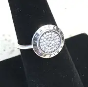 Pandora Signature Pave Ring #190912CZ +HINGED BOX & POLISHING CLOTH~CHOOSE SIZE