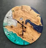 Handmade Clock Epoxy Resin & Acacia Wood Wall Clock Unique Gift For Special One