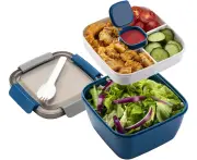 Salad Lunch Container To Go, Salad Bowls with 3 Compartments, Salad Dressings Container (1.5L)