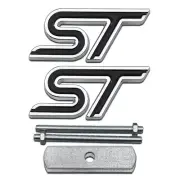 3D Metal Black ST Front Grille Car Emblem + Chrome Rear Lid Sport Turbo Badge (for: Ford)
