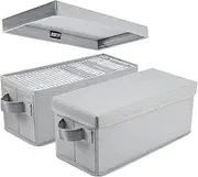 CD Storage Box - Pack of 2 CD Case Storage- DVD Storage box Container holds 30 CDs in full jewel cases, 60 CDs in slim cases, and 165 discs in CD sleeves - (2pack-grey)