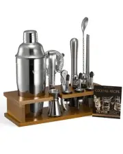 VEVOR Cocktail Shaker Set 18 Pcs Bartender Kit Stainless Steel Bar Tools Silver
