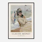 Galrie Claude Monet's Trouville Art Print Classic Impressionist Beach Scene Home Decor, Black Frame, 50 x 70cm (20 x 28inch)