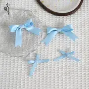 Set of 4: Ribbon Hair Clip Set of 4 - Light Blue - One Size