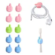10Pcs Silicone Thumb Wall Hooks Creative Adhesive Thumb Cable Clip Key Hook Wall Hangers for Data Cable Earphone Belt hat Key Storage Colour Random
