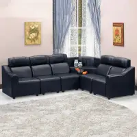 在飛比找momo購物網優惠-【MUNA 家居】586型黑色L型乳膠皮沙發/全組(皮沙發 
