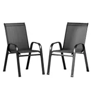 Outdoor Stackable Lounge Bistro Chair Patio Set - 2x