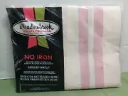NOS Vintage Meadowbrook No Iron Twin Flat Sheet Striped & Floral 66 X 96