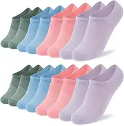 [Time May Tell] No Show Socks Womens 8 Pairs Non Slip Low Cut Ankle Invisible Running Casual Seamless Socks