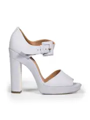 Grey Leather Strap Platform Sandals