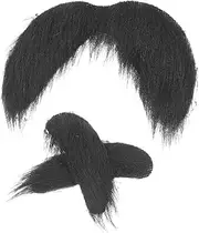 Men's Self Adhesive Fake Mustache and Eyebrows Kit Realistic Beard Eyebrow Accessory Set for Halloween Parties Cosplay