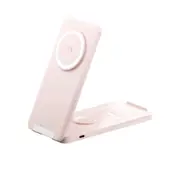 Pink Foldable Wireless Charger Dock Charging Station For Apple Watch iPhone 16 15