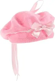 [Healeved] Wool Beret Hat with Bow Stylish Beret Cute Lolita Accessory for Daily Wear Parties Soft Comfortable Elegant Design for Women and Teens
