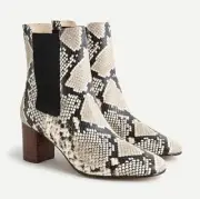 NWT J. Crew Willa Snake-Embossed Leather Stacked-Heel - Natural - Size 6