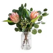 Artificial Protea in Glass Vase 15x46cm