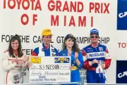 Geoff Brabham celebrates victory alongside Chip Robinson during th- Old Photo