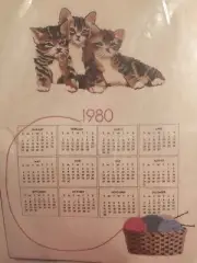 Columbia-Minerva Three Kittens Crewel 1980 Calendar Kit by Erica Wilson