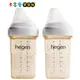 【hegen】金色奇蹟PPSU多功能方圓型寬口奶瓶 240ml 雙瓶組 防脹氣 擬乳奶嘴 3-6M適用 新生兒｜卡多摩