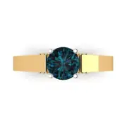 1.7 Round London Blue Topaz Promise Designer Bridal Wedding Ring 14k2 tone Gold