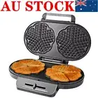 Waffle Maker Machine Double Mini Heart Shaped Slice Non Stick Cooking Plates AU