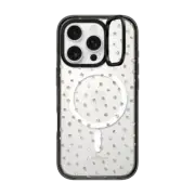 iPhone 16 Pro Impact Ring Stand Case MagSafe Compatible Girly Gold Dots by Nature Magick - Shimmery Gold Glitter Polka Dot + Clear