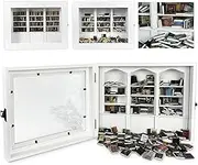 Anxiety Bookshelf Ornament (200PCS Mini Books), Shake Bookshelf Shake Away Your Anxiety, Miniature Book Library, for Home Room Living Room Office Decor Mini Bookshelf (Large White Bookshelf)