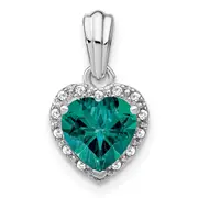 Sterling Silver Created Alexandrite and Real Diamond Pendant