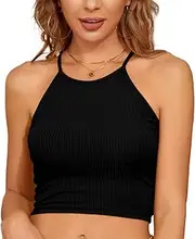 [SHEKINI] Women's Tank Top Camisole Sleeveless Tank Racerback T-Shirt Summer Tank Tops Spaghetti Crop Top