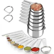 Stainless Steel Measuring Cups & Spoons Set of 17, 7 Cups, 9 Spoons, 1 Levele...