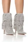 NWT Azalea Wang Chilton Chainmail Draped Booties Silver Size 7