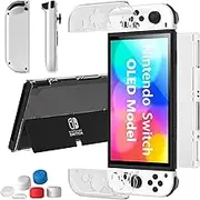 Teyomi Dockable Case for Nintendo Switch OLED 2021, Soft TPU Joy-Con Cover and Hard PC Protective Case Cover, Clear