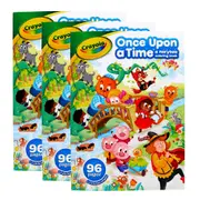 3x Crayola 96-Page Fairytales Colouring Activity Art Book w/Stickers For Kids 3+