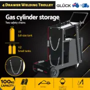 Welding Trolley 4 lockable drawers with 2 keys 4 castor 100kg capacity- Black