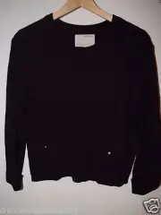 NEW Banana Republic Heritage Womens Wool Bld Ribbed Pocket Black Sweater S NWT