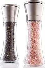 Gorgeous Salt and Pepper Grinder Set - Refillable Stainless Steel Combo Shakers with Adjustable Coarse Mills - Enjoy Your Favorite Spices, Fresh Ground Pepper, Himalayan Or Sea Salts(2Pcs)
