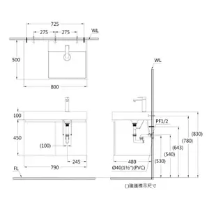 CAESAR 凱撒衛浴 一體瓷盆面盆 LF5384  EH05382A 防潮板 浴櫃 一體盆 臉盆 80CM浴櫃