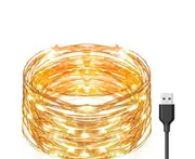 20m LED String Lights USB Powered 200 LEDs Copper Wire String Lights-Warm White