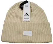 Adidas Beanie Kinnted Cap Womens 4 inch Cuff Fold Alumina Beige White