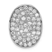 Sterling Silver Polished Cz Wavy Oval Chain Slide Pendant