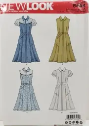 New Look 6494 Belted Shirt Dress, Sleeveless or Flutter Sleeves Sz 8-20 UNCUT