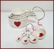 NEW RARE Williams Sonoma 8 Piece Heart Measuring Cup & Spoon Set Valentine's Day