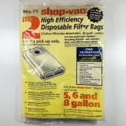 2 Pk Shop Vac 90672 High Efficiency Disposable Filter Bags 10, 12, 14 Gallon NOS