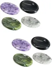 Ipetboom 2sets Stress Worry Stone Crystal Thumb Massager Scraping Plate Anxiety Relief Massage Stone for Relaxation Natural Scraping Tool for Body Health for Neck 4pcs*2